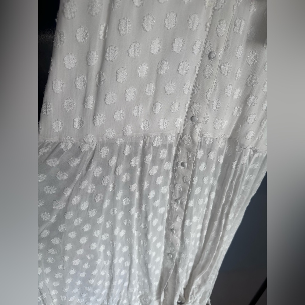 NWT Karina Grimaldi Sami Maxi Dress in Sheer dotted White - MED - Picture 6 of 7